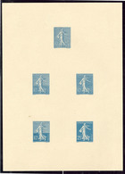 (*) Semeuse Lignée, épreuve Collective 5 Valeurs. En Bleu, 180x128mm, Pd Mais TB (cote Maury) - Autres & Non Classés