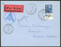 Lettre Aérogrammes. France-Nouvelle Calédonie 6 Mars-5 Avril 1932. Enveloppe Afft 257 Avec Pub Et Signature De Verneilh. - Erst- U. Sonderflugbriefe