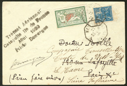 Lettre Ile De France. Catapulte. Enveloppe Afft 208 + 257, Obl Cad 27.8.29, Avec Griffe Et Signature Domergue, Pour Pari - Andere & Zonder Classificatie