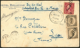 Lettre Ile De France. Catapulte. Enveloppe Afft USA 229 + 244 Paire Obl 15 Oct 29, Pour Lyon, Avec Signature Domergue. - - Andere & Zonder Classificatie