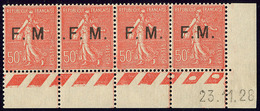 ** No 6, Bande De Quatre Cdf Daté 23.11.28 Avec Variétés 6a, 6b Et 6c. - TB - Timbres De Franchise Militaire