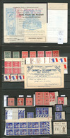 ** Collection. 1906-1964, Entre Les N°4 Et 13, Dont Neuf Blocs De Quatre Cd Et 3 Formulaires Pour Colis N°14B Et 15 Pair - Militaire Zegels