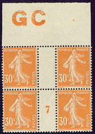 ** Papier GC. No 141, Bloc De Quatre Mill. 7, Bdf Avec Manchette GC. - TB - Millésime