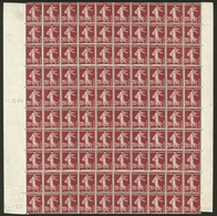 ** No 13, 20c Brun Rouge, Feuille De 100ex, Avec Date 1.10.25 Et N°54106 à Gauche, 4 Ex *. - TB - Coil Stamps