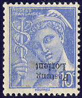 * No 1 (10c Mercure, Mi. # 1), Surcharge Renversée, 2 Points De Rousseur Au Verso Mais TB (tirage 650, Cote Mi.: 750€) - War Stamps