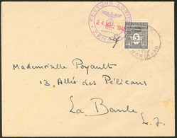 Lettre No 15 (5f Arc De Triomphe, Mi. # 15), Obl Censure 24 Mars 45 Sur Enveloppe Pour La Baule. - TB. - RR (tirage 35, - Kriegsmarken