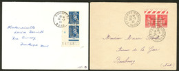 Lettre Dunkerque. Nos 3 Paire Bdf, 4 Paire Verticale Cdf, Sur Deux Enveloppe De Juil 40. - TB - War Stamps