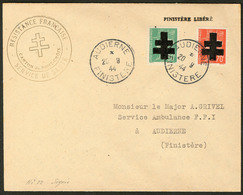 Lettre Audierne. Nos 6 + 8, Obl Cad 20.9.44 Sur Enveloppe. - TB - Liberación