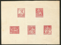 (*) Epreuve Collective De 5 Projets Non Adoptés Du Concours De 1894, En Rouge Sur Feuillet 136x104mm (plis). - TB - Künstlerentwürfe