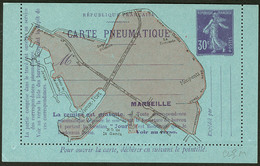 Lettre Semeuse Camée, Pneu Marseille. No K7, Papier Bleu, CL Neuve. - TB - Other & Unclassified