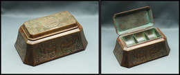 Boîte "Tiffany Studios NY N°1754" En Bronze, Décor Et Patine Chine Antique, 3 Comp., 140x90x60mm, Superbe. - R - Boites A Timbres