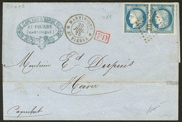 Lettre Martinique. No 25a, Paire, Deux Voisins, Obl Losange "MQE" Sur Lettre De St Pierre Juil 75 Pour Le Havre. - TB - Altri & Non Classificati