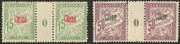 * Chine. Taxe. Nos 3, 6 (consolidée), Deux Paires Mill. 0. - TB - Unused Stamps