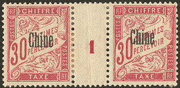 * Chine. Taxe. No 5, Paire Mill. 1 (gomme Coloniale). - TB - Unused Stamps