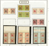 * Réunion. Nos 72 à 78, 5 Paires Mill. Divers Et 4 Blocs De Quatre Sans Mill. - TB - Andere & Zonder Classificatie