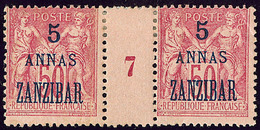 * Zanzibar. No 28, Paire Mill. 7, Un Ex Pli. - TB - Other & Unclassified