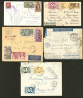 Lettre Collection. 1942-1944, 5 Enveloppes Ou CP Affts Et Destinations Divers. - TB - Autres & Non Classés