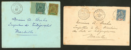 Lettre Nos 26 + 36 Et 38, Sur 2 Enveloppes De "Cotonou Dahomey" 1894 Et 1900, Pour Marseille. - TB - Autres & Non Classés