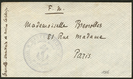 Lettre Enveloppe En FM 1916 Avec Grand Cachet "ancre" Occupation Française, Pour Paris. - TB - Other & Unclassified