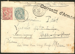 Lettre Nos 23 + 24 Obl Cad Tien Tsin Nov 1905 Sur Enveloppe Correspondances D'Armée. - TB - Autres & Non Classés