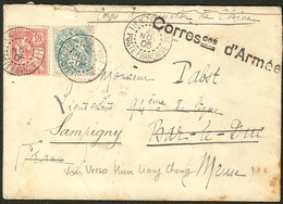 Lettre Nos 23 + 24 Obl Cad Tien Tsin Nov 1905 Sur Enveloppe Correspondances D'Armée. - TB - Andere & Zonder Classificatie