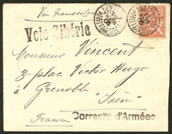 Lettre No 25 Obl Cad Tien Tsin Mars 1905 Sur Enveloppe Avec Griffes Correspondances D'armée Et Voie De Sibérie. - TB - Other & Unclassified