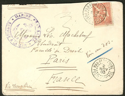 Lettre No 25, Obl Cad Han Keou Nov 1903 Sur Enveloppe Avec Cachet Violet "Service à La Mer", Pour La France. - TB - Autres & Non Classés