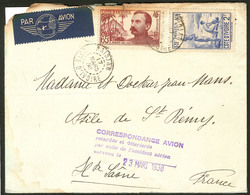 Lettre Accident Aérien 23 Mars 1938. Nos 128 + 139 Sur Enveloppe D'Abidjan Pour La France, Avec Trace De Brulure Et CS.  - Altri & Non Classificati