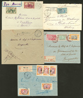 Lettre Lot. 1925-1944, 5 Enveloppes Dont Une Recommandée, Affts Et Destinations Divers. - TB - Other & Unclassified