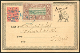 Lettre No 10 Sur CP Entier Ethiopie De Nov 1900, Obl Cad Bleu Harar, Pour Paris. - TB - Other & Unclassified