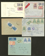 Lettre 1923-1944, 5 Enveloppes, Affts Et Destinations Divers, Dont Censures. - TB - Other & Unclassified