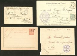 Lettre CRETE. Lot. 1897-1914, 4 CP Ou Enveloppes, Affts Divers Dont Deux FM. - TB - Other & Unclassified