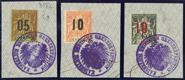 Nos 69, 72 Et 73 Obl Cachet Violet Allemand "GrenzExpedition" Sur Trois Fragments. - TB - Autres & Non Classés