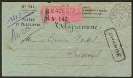 Lettre Télégramme. Enveloppe Avec étiquette "Macenta/N°142" Et Cad 1 Août 32, Pour Soissons. - TB - Sonstige & Ohne Zuordnung