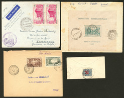 Lettre Lot. 1913-1943, 4 Enveloppes Dont Une Recommandées, Affts Et Destinations Divers. - TB - Sonstige & Ohne Zuordnung