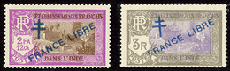 ** France-Libre. Surcharge Bleue. Nos 165a, 169a. - TB - Other & Unclassified