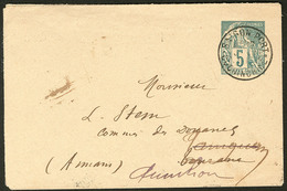 Lettre Précurseurs. Enveloppe Entier 5c Vert (CG 49), Obl Cad Saïgon-Port Fév 91, Pour Bungson Annam Et Réexpédiée. - TB - Autres & Non Classés