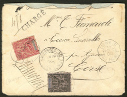 Lettre Nos 7 + 13, Obl Cad Saïgon Central Août 1900 Sur Enveloppe Chargée Pour La Corse. - TB - Autres & Non Classés