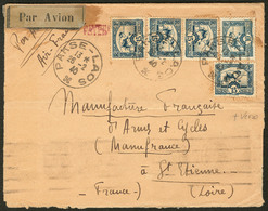 Lettre Nos 161 + 162A (4), Obl Cad Pakse Laos 26.2.40 Sur Enveloppe Pour La France. - TB - Autres & Non Classés