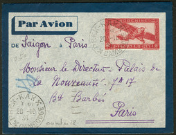 Lettre Poste Aérienne. Enveloppe Entier 36c (PA 8) Obl Prek-Kak Cambodge Oct 36, Pour Paris. - TB - Autres & Non Classés