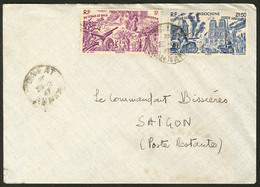Lettre Poste Aérienne. Nos 41 + 44 Sur Enveloppe De Dalat Annam Pour Saïgon Fév 47, Taxée (N°82) à L'arr. - TB - Other & Unclassified
