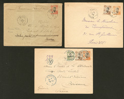 Lettre Lot. 1915-1925, 3 Petits Bureaux De L'Annam (Ninhhoa, Roon Et Tamouan) Sur Enveloppes Dont Une Recommandée, Affts - Autres & Non Classés