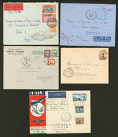 Lettre Lot. 1919-1938, 5 Enveloppes Affts Et Destinations Divers. - TB - Autres & Non Classés