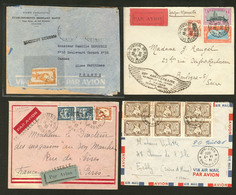 Lettre Lot. 1930-1951, 4 Enveloppes "par Avion" Dont Deux Accidentés, Affts Divers. - TB - Autres & Non Classés