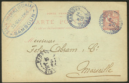 Lettre CP Entier 10c (N°14) Obl Cad Violet Samsoun Mai 1906, Pour Marseille. - TB - Autres & Non Classés