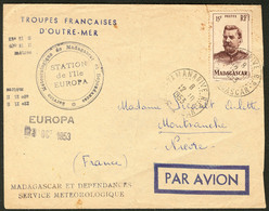 Lettre No 316, Obl Tananarive Oct 53 Sur Enveloppe De La Station Météo De L'Ile Europa, Pour La France. - TB - Otros & Sin Clasificación