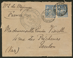 Lettre MAJUNGA. France No 90 (2) Obl Cad Majunga Mai 1898 Sur Enveloppe Avec Cachet Ancre, Pour Toulon. - TB - Altri & Non Classificati