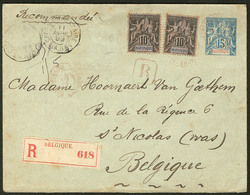Lettre Enveloppe Entier 15c (N°36) + 35(2), Obl Cad Rouge St Pierre Chargements, Recomm. Pour La Belgique. - TB - Sonstige & Ohne Zuordnung