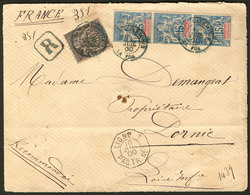 Lettre Nos 45 + 46 Bande De Trois, Obl Cad La Foa Juil 1900 Sur Enveloppe Recommandée Pour La France. - TB - Sonstige & Ohne Zuordnung