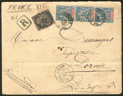 Lettre Nos 45 + 46 Bande De Trois, Obl Cad La Foa Juil 1900 Sur Enveloppe Recommandée Pour La France. - TB - Andere & Zonder Classificatie